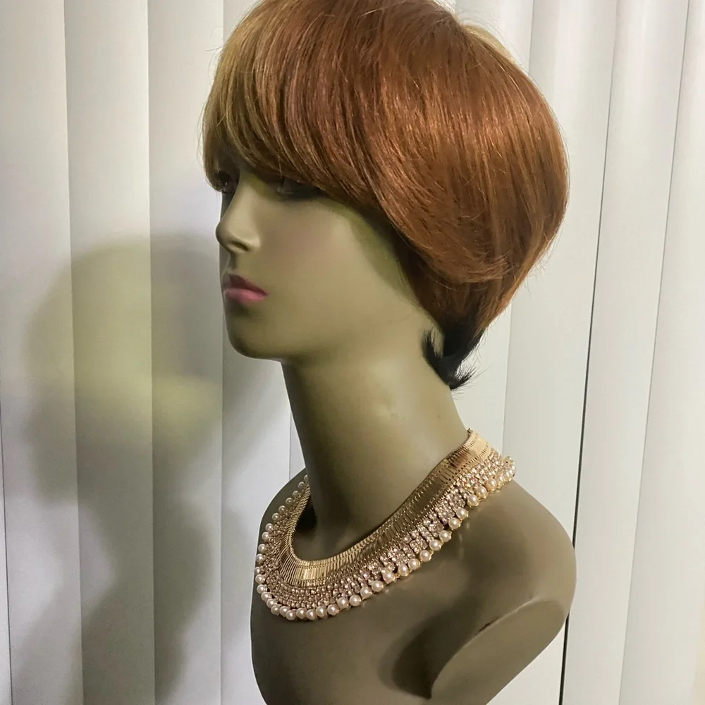 1B/27/33 Mixed Color Pixie Cut Human Hair Wig - Picture 5 of 7